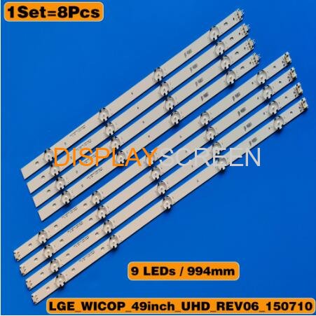 8pcs LED bar for LG 49UH610V 49UH610A 49UH6100 49LF5100 49UH6030 49UF640V 49UF6407 49UH6507 49LF510V LGE_WICOP_49inch_UHD/FHD